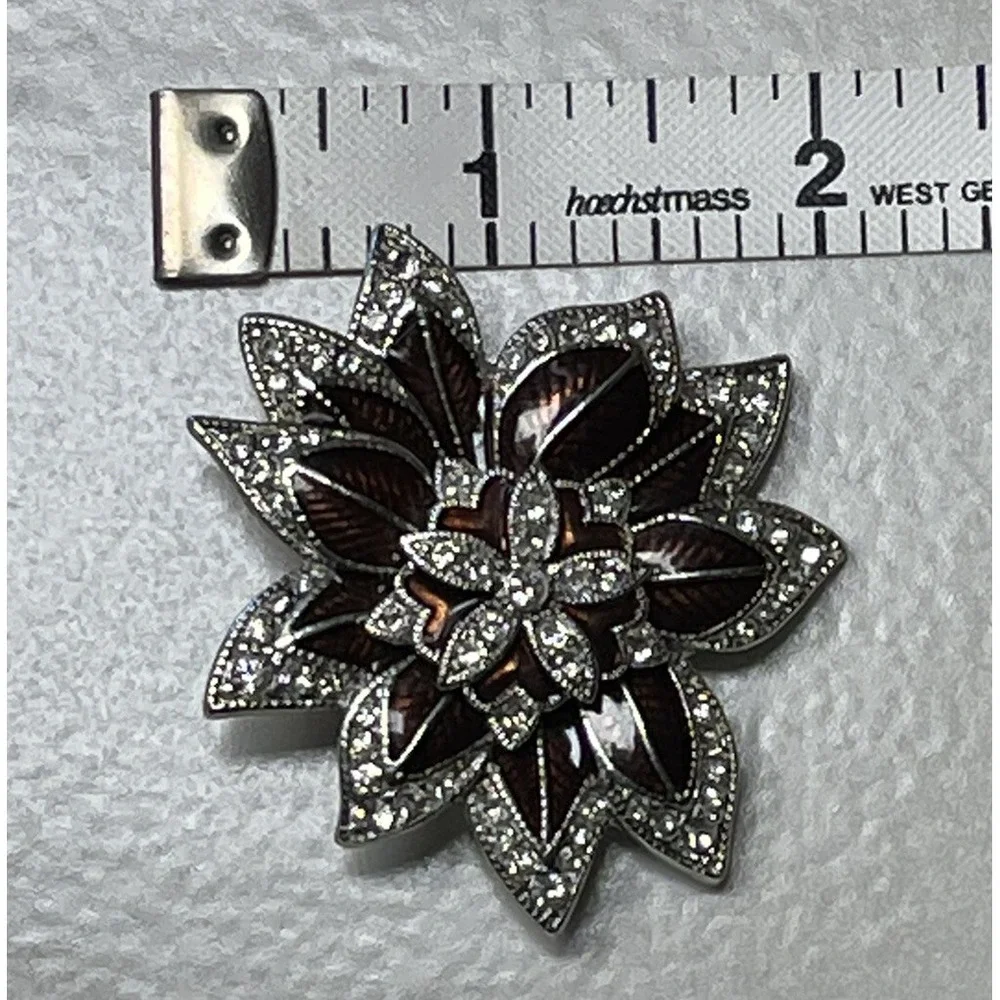 MONET Christmas Pin RHINESTONE Pointsetta Floral Brooch Estate COSTUME JEWELRY